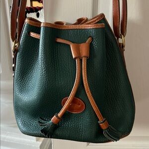 Dooney & Bourke Green and Tan Leather Shoulder Bag